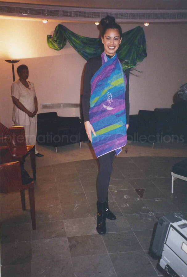 6 x 4 inch photograph. Unidentified woman at a fashion show