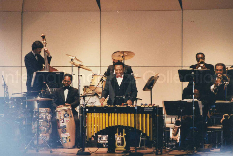 4 x 6 inch photograph. Lionel Hampton on vibraphone