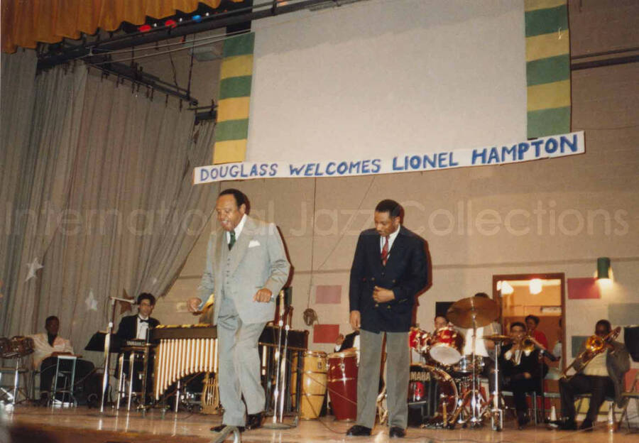 3 1/2 x 5 inch photograph. Lionel Hampton at the Frederick Douglass Creative Arts Center, in New York