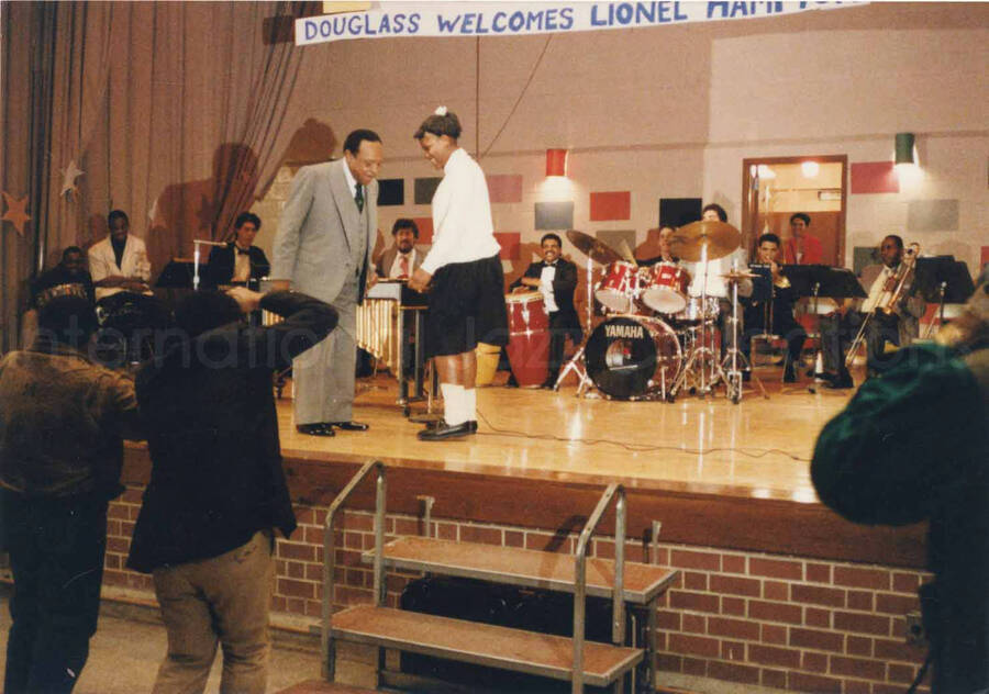 3 1/2 x 5 inch photograph. Lionel Hampton at the Frederick Douglass Creative Arts Center, in New York