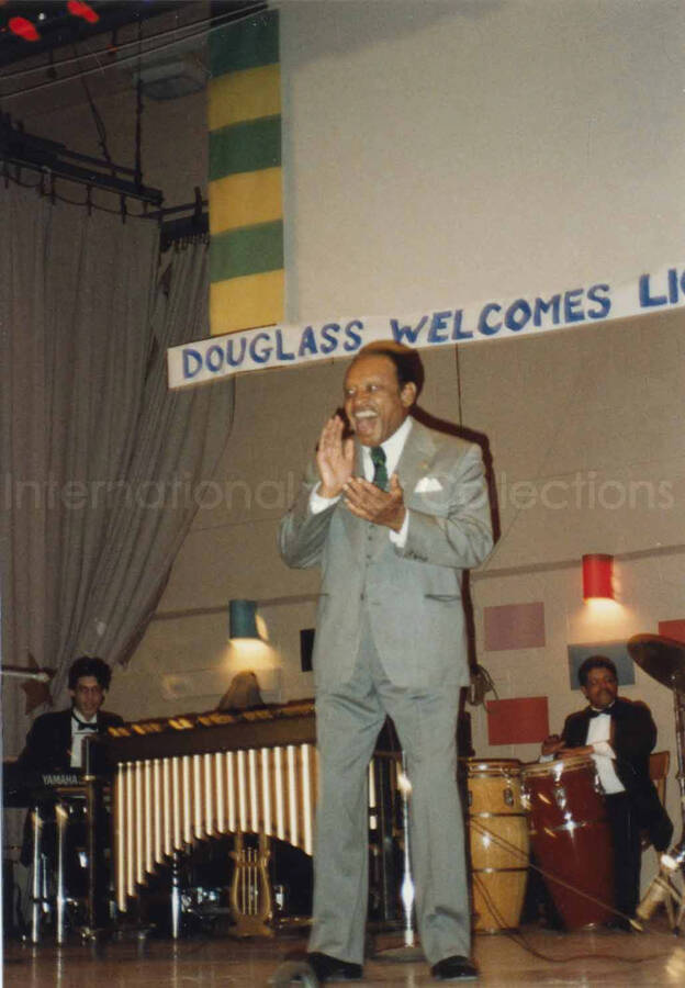 5 x 3 1/2 inch photograph. Lionel Hampton at the Frederick Douglass Creative Arts Center, in New York