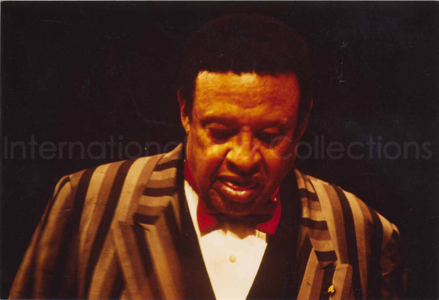 5 x 7 1/2 inch photograph. Lionel Hampton playing the vibraphone, in Canada