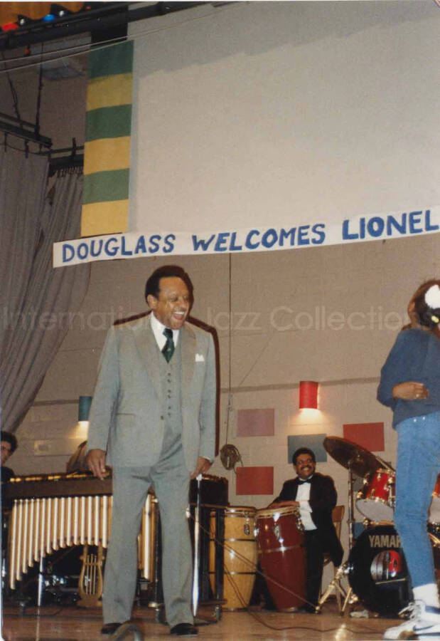 5 x 3 1/2 inch photograph. Lionel Hampton at the Frederick Douglass Creative Arts Center, in New York