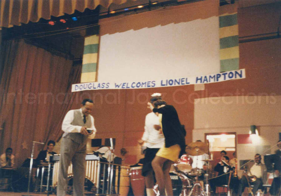 3 1/2 x 5 inch photograph. Lionel Hampton at the Frederick Douglass Creative Arts Center, in New York