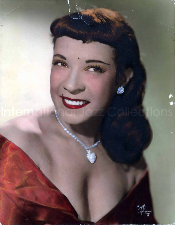 13 1/2 x 10 1/2 inch hand tinted photograph. Portrait of Gladys Hampton