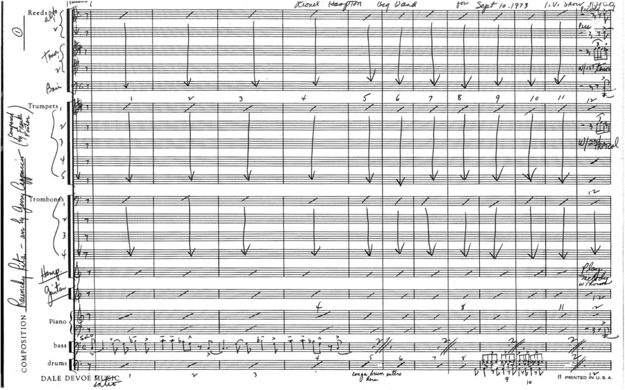 2 Copies; 1 score (13 p.) + 19 parts; 1 score (1 p.) + 1 part; For: TV Show, NY City, Sept. 10, 1973