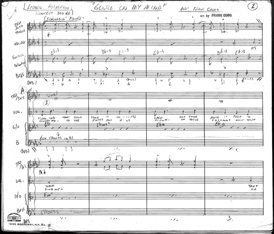 Lionel Hampton Concert Score; 1 score (10 p.) + 3 parts
