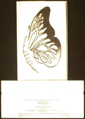 Plaque. 9 1/2"x6" Clear acrylic double plate plaque and 4 1/2"x10" white acrylic flat base Monarch I presented to Lionel Hampton by the National Council for Culture and Art for his contribution to the arts and humanities, at the Avery Fisher Hall, Lincoln Center. Robert H. La Prince, President, Robert Pierpont, Chair. New York, NY, Feb. 9, 1981