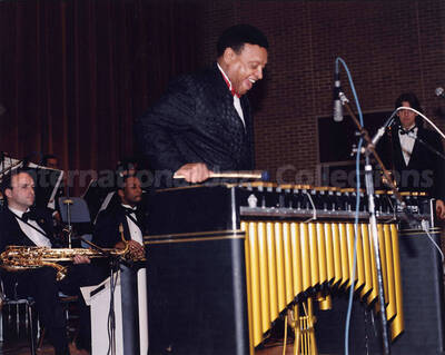 8 x 10 inch photograph. Lionel Hampton performing at the 18th Annual Tri-State Jazz Festival, at Morningside College, Sioux City, IA