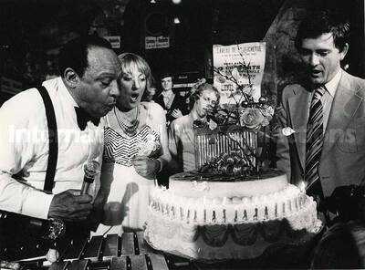 7 x 9 1/2 inch photograph. Lionel Hampton at the Caveau de la Huchette, in Paris, France
