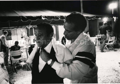 8 x 10 inch photograph. Lionel Hampton with unidentified man