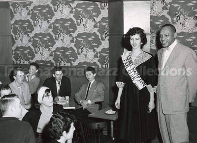 8 x 10 inch photograph. Lionel Hampton with the President of the Lionel Hampton Fan Club