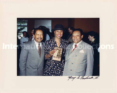 8 x 10 inch photograph. Lionel Hampton at the signing of his recently published book: Hamp: an autobiography, co-authored with James Haskins