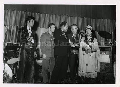 5 x 7 inch photograph. Lionel Hampton with Miss Indian America