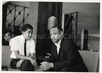 4 3/4 x 6 1/2 inch photograph. Lionel Hampton with unidentified man