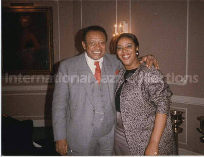 3 1/2 x 4 1/2 inch photograph. Lionel Hampton with unidentified woman