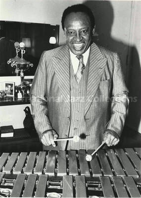 10 x 8 inch photograph. Lionel Hampton at the vibraphone