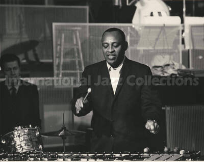 8 x 10 inch photograph. Lionel Hampton playing the vibraphone