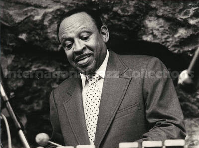 7 x 9 1/2 inch photograph. Lionel Hampton playing the vibraphone