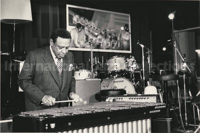 8 x 10 inch photograph. Lionel Hampton playing the vibraphone
