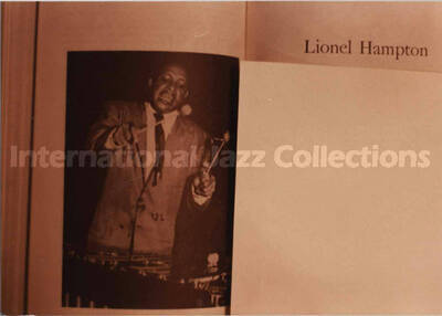 11 x 8 1/2 inch photograph. Lionel Hampton with Camay Calloway Murphy, Cab Calloway's daughter and Co-founder of the Peabody/Coppin Jazz Society and David Alan Bunn, Jazz Band Director for the Peabody Institute of Johns Hopkins University, on the occasion Lionel Hampton receiving the Peabody/Coppin Jazz Society Award. Baltimore, MD