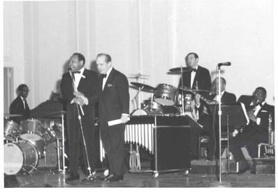 5 x 7 inch photograph. Lionel Hampton with Joey Adams. New York, NY