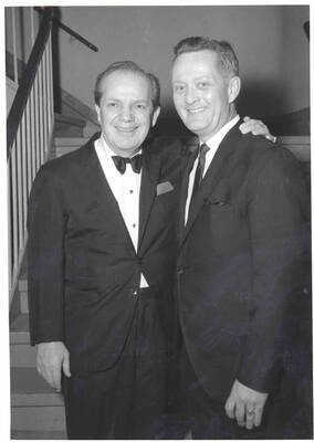 7 x 5 inch photograph. Joey Adams with unidentified man. New York, NY