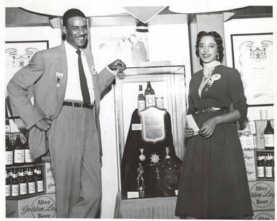 8 x 10 inch photograph. Unidentified man and woman at the Altes Brewery