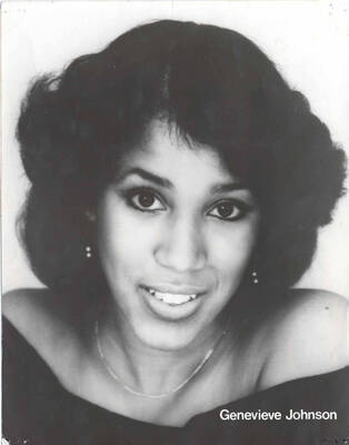 10 x 8 inch promotional photograph. Actress and singer Genevieve Johnson. Her CV is glued to the back of the photograph. Also a photographic negative