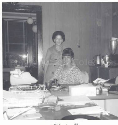 3 1/2 x 3 1/2 inch photograph. Gladys Hampton with unidentified woman