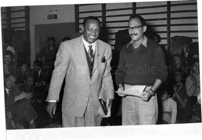 5 x 7 inch photograph. Gladys and Lionel Hampton with band in Israel