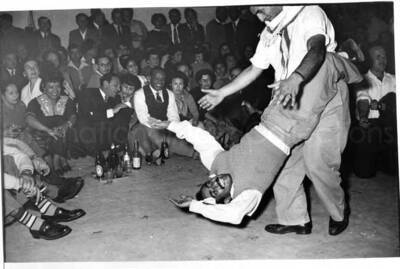 5 x 7 inch photograph. Gladys and Lionel Hampton with band in Israel