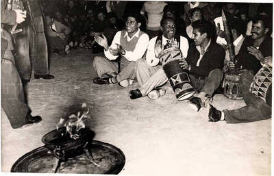 5 x 7 inch photograph. Gladys and Lionel Hampton with band in Israel