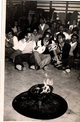 7 x 5 inch photograph. Gladys and Lionel Hampton with band in Israel