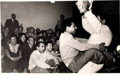 5 x 7 inch photograph. Gladys and Lionel Hampton with band in Israel