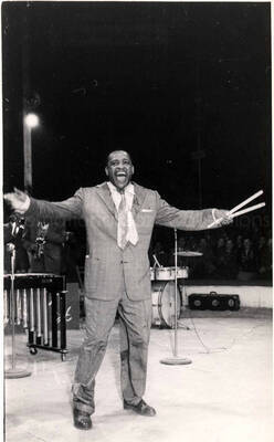 8 x 5 inch photograph. Lionel Hampton performing with band in Israel
