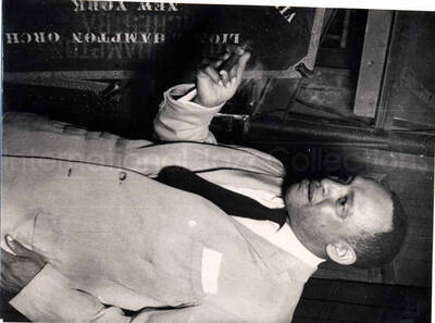 6 x 4 1/2 inch photograph. Lionel Hampton performing with band in Israel