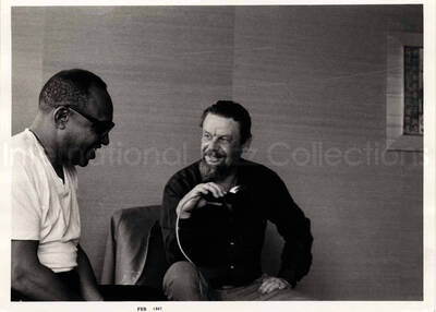 4 3/4 x 6 1/2 inch photograph. Lionel Hampton with unidentified man
