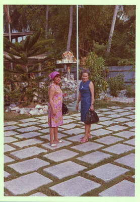 3 1/2 x 2 1/2 inch photograph. Gladys Hampton with unidentified woman