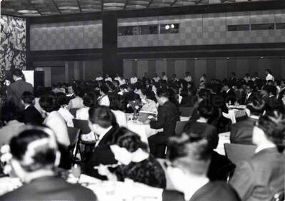 2 1/2 x 3 1/2 inch photograph. Audience at Lionel Hampton and band performance in Osaka, Japan