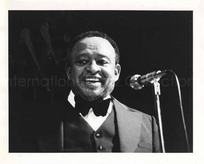 8 x 10 inch photograph. Lionel Hampton playing the vibraphone