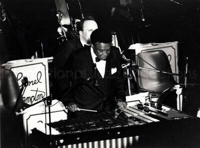 7 x 9 1/2 inch photograph. Lionel Hampton [in Palermo, Italy]