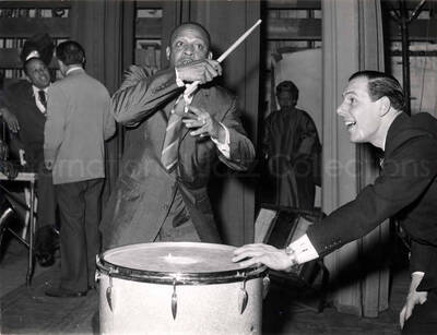 7 1/4 x 9 1/2 inch photograph. Lionel Hampton [in Paris, France]