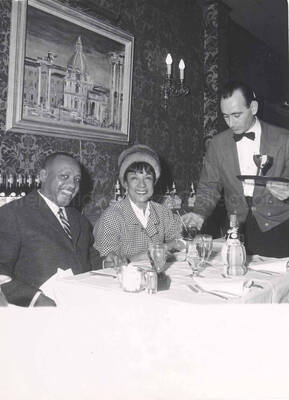 9 1/2 x 7 inch photograph. Gladys and Lionel Hampton the restaurant Via Veneto in Rome, Italy
