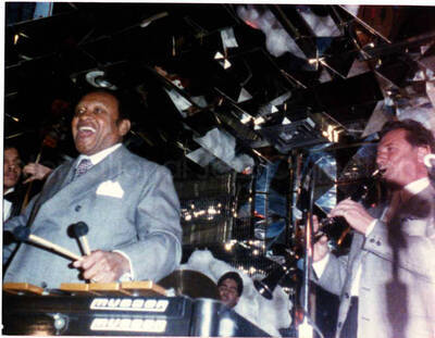 4 x 5 inch photograph. Lionel Hampton on vibraphone
