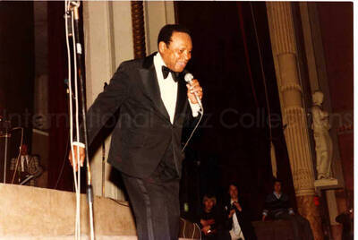 4 x 6 photograph. Lionel Hampton on stage. Stamped on the back of the photograph: U.S.A. Jazz Sessions Club, Antwerp, Belgium