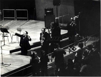 8 x 10 inch photograph. Lionel Hampton performing with band