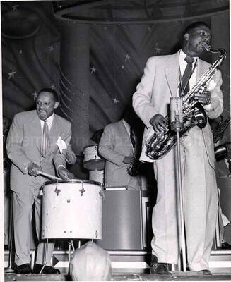 10 x 8 inch photograph. Lionel Hampton on drums
