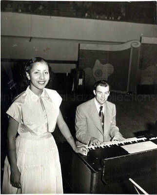 10 x 8 inch photograph. Doug Duke with unidentified vocalist