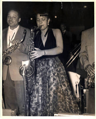 10 x 8 inch photograph. Unidentified saxophonists